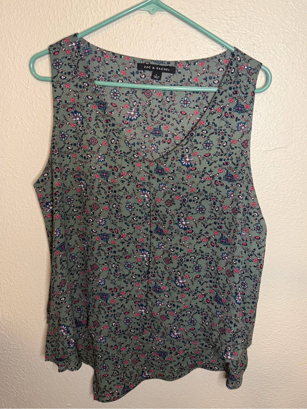 Zac & Rachel Olive Green Floral Sleeveless Camisole